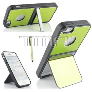 Aluminum TPU Hybrid Hard Case W/ Double Stand iPhone 5 - Green